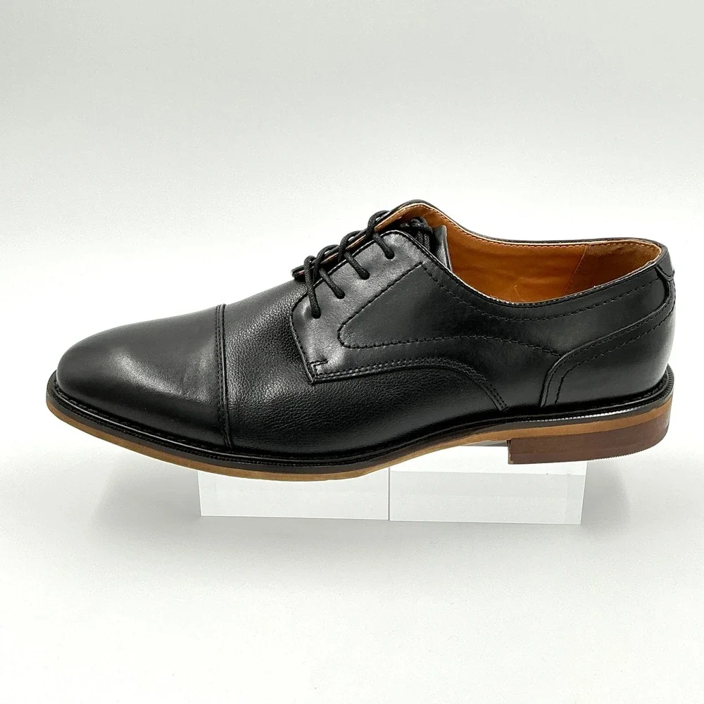 Nordstrom Rack Mens Size 11 Black Leather Cap Toe Derby Dress Shoes NEW Radian